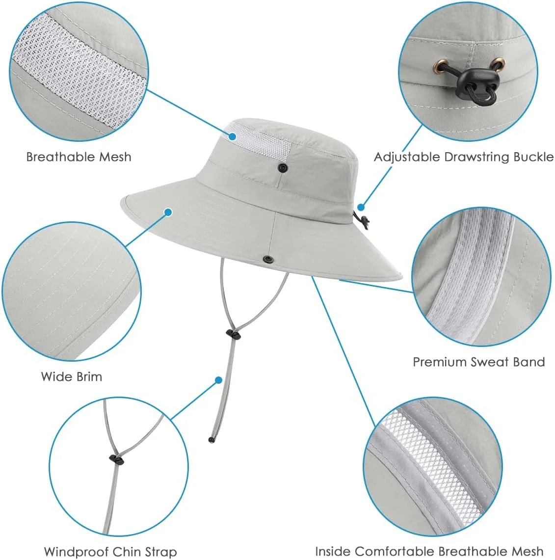 3 Pack Mens Boonie Sun Hat UV Protection Outdoor Bucket Fishing Hat for Hiking Safari & Gardening