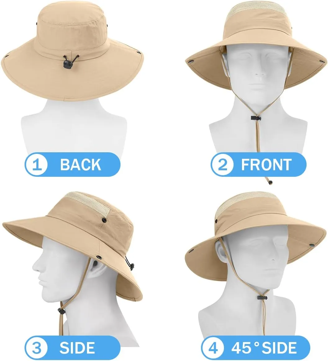 3 Pack Mens Boonie Sun Hat UV Protection Outdoor Bucket Fishing Hat for Hiking Safari & Gardening