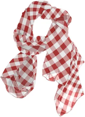 ALAZA White Red Gingham Plaid Sheer Scarves Shawl Wrap Women Infinity Oblong Chiffon Scarf for Outdoor