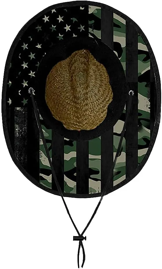 Alpha Defense Fire Co. Straw Hat - Under Brim Hat for Men and Women - Includes 1 Face Shield