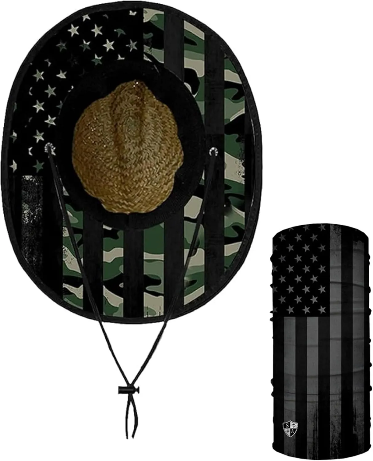 Alpha Defense Fire Co. Straw Hat - Under Brim Hat for Men and Women - Includes 1 Face Shield