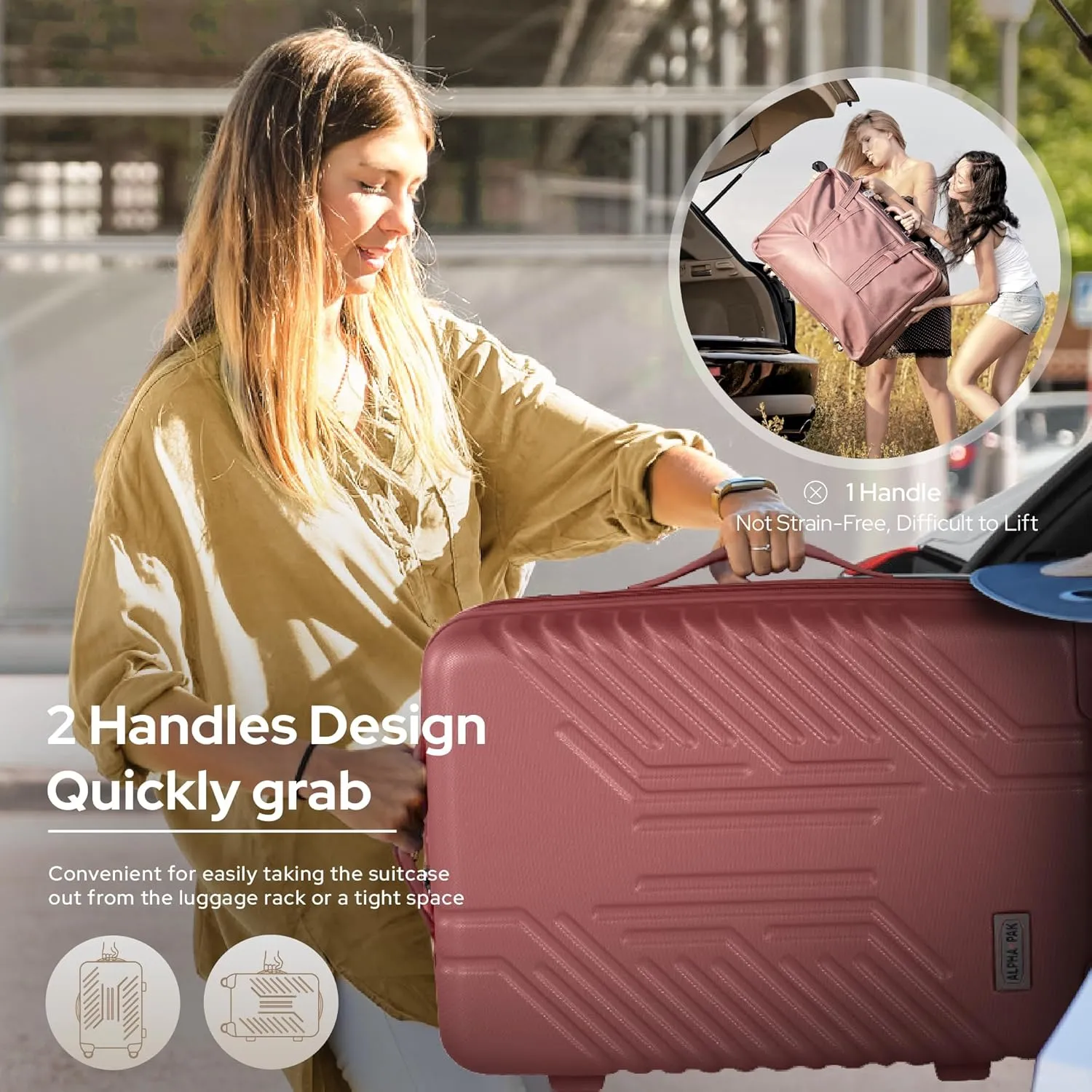Carry On Luggage, Spinner Wheels Airline Approved 20 inch Lightweight Hard-shell Suitcase with Built-in TSA Lock and USB Port, Burgundy