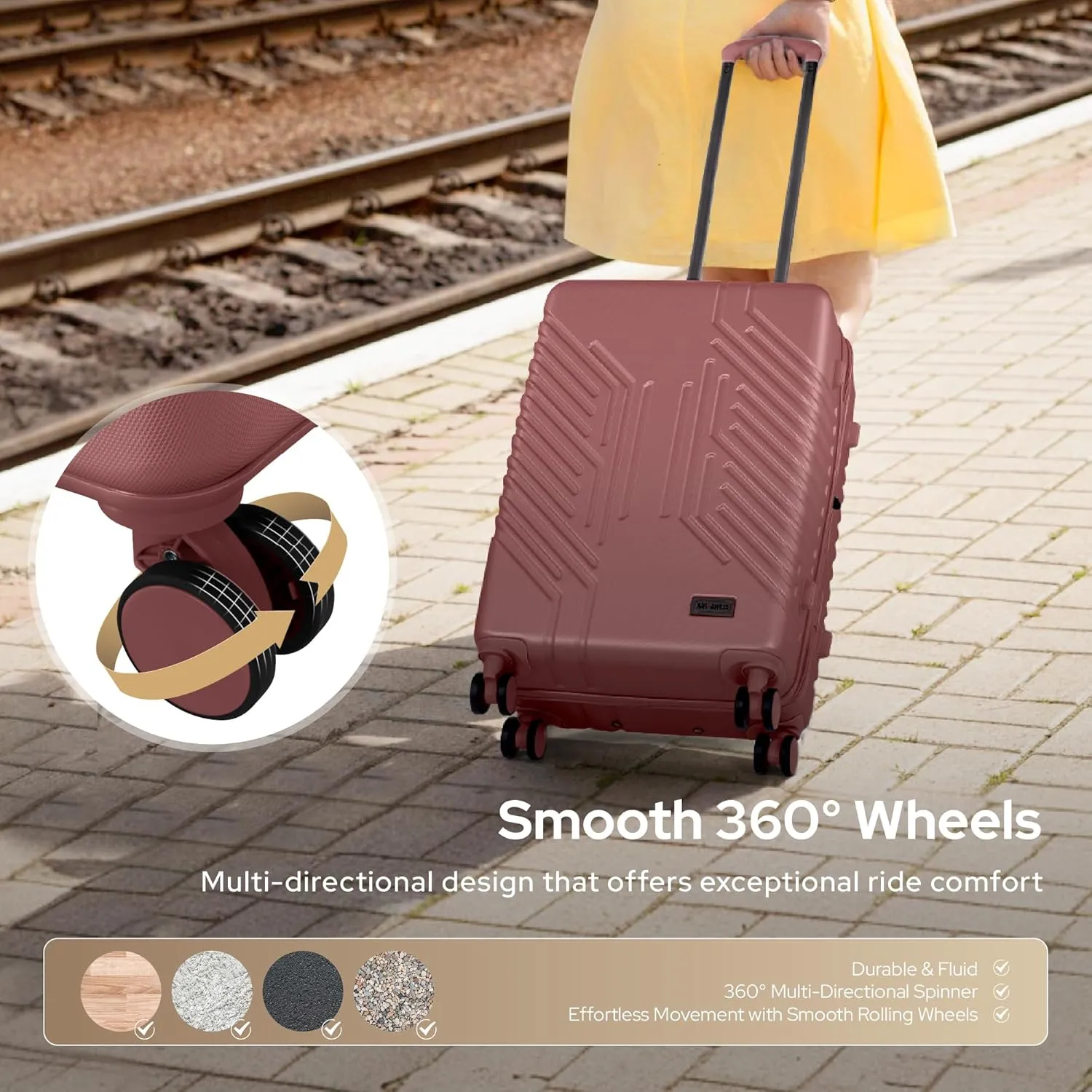 Carry On Luggage, Spinner Wheels Airline Approved 20 inch Lightweight Hard-shell Suitcase with Built-in TSA Lock and USB Port, Burgundy