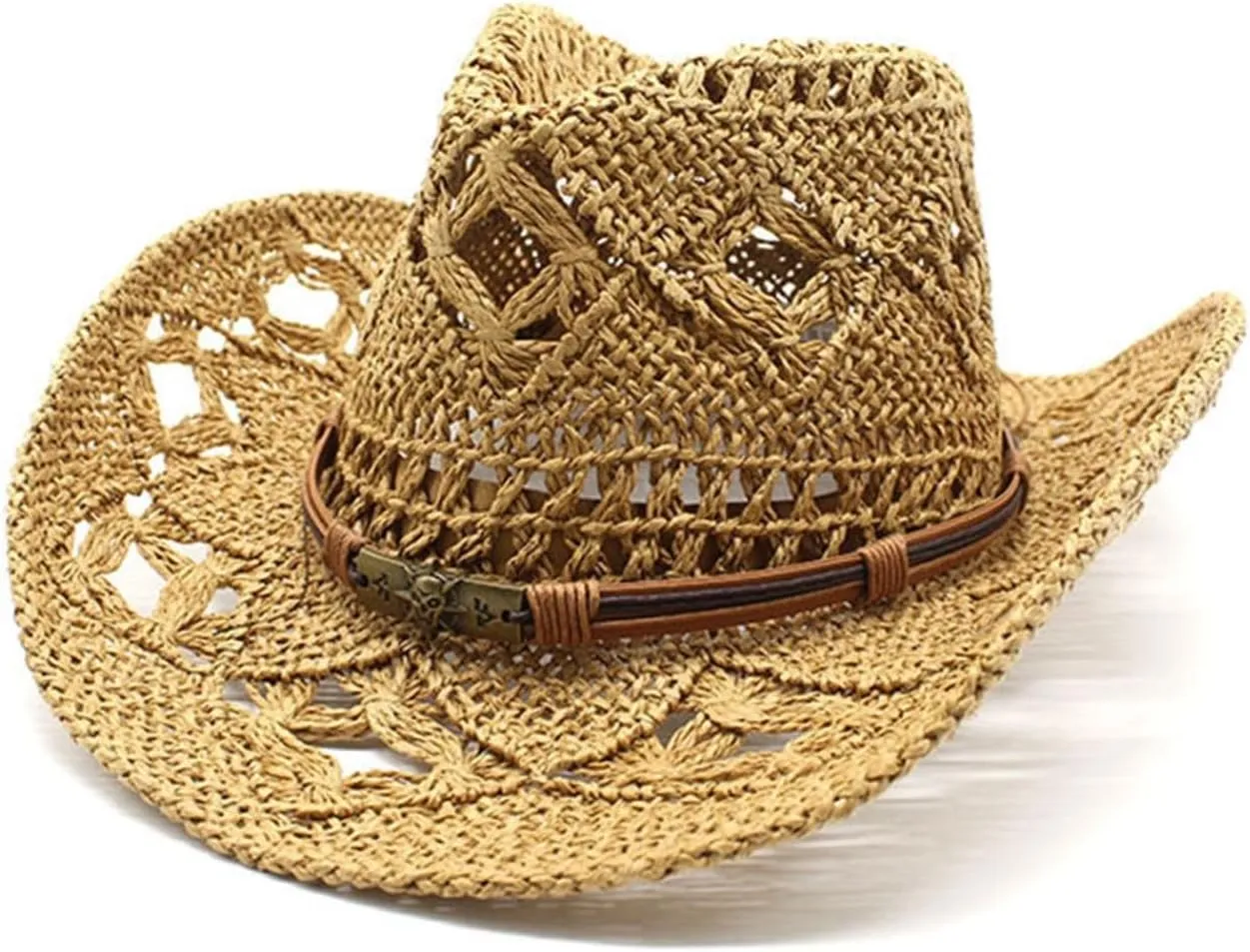 Cowboy Hat,Cowgirl Hat,Cowboy Hats for Women/Mens/Straw Wide with Shapeable Brim Cowboy Hats for Womens/White/Black/Beige
