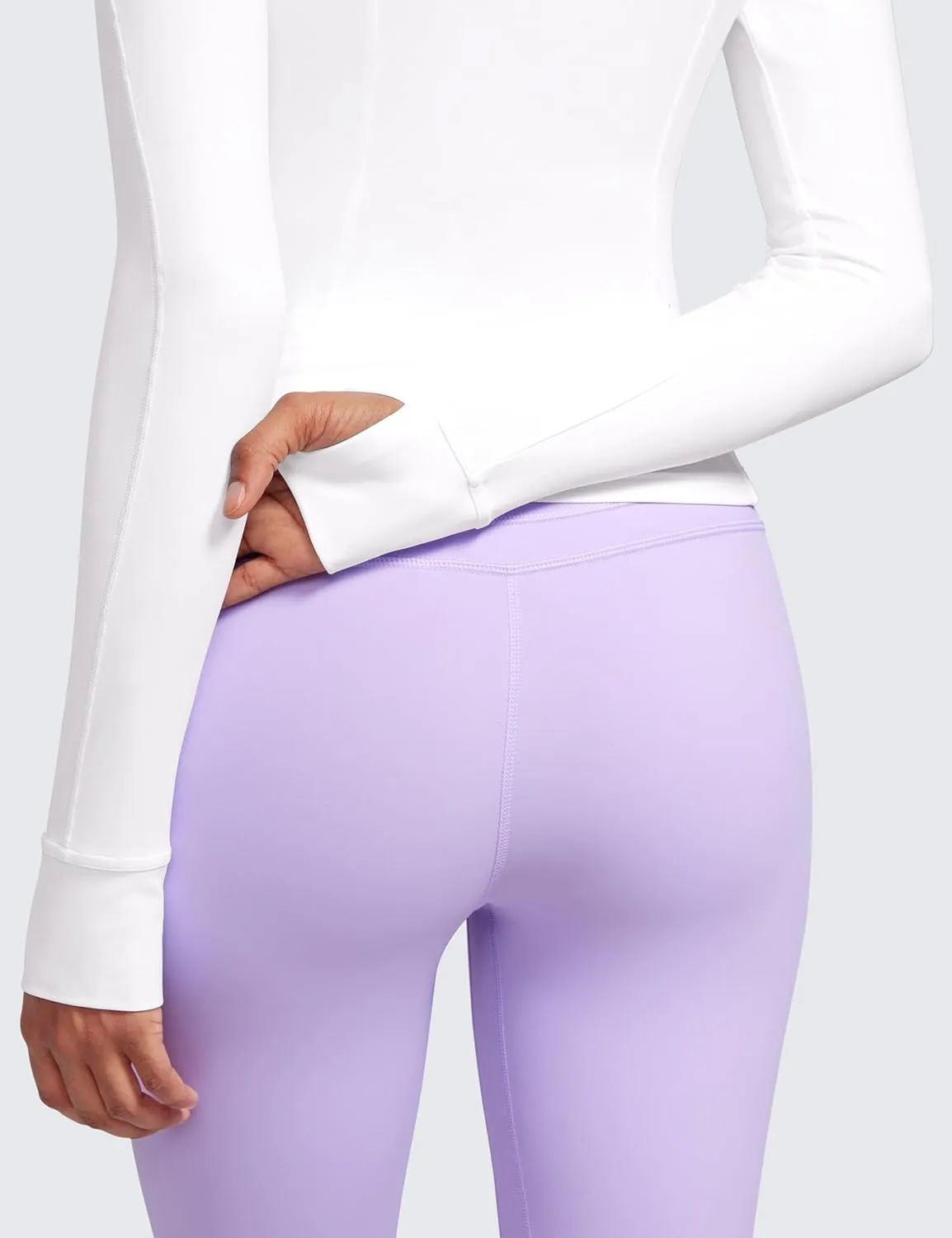 CRZ YOGA Butterluxe Womens Cropped Slim Fit Workout Jacket Weightless Track Athletic Full Zip Up Tops with Thumb Holes