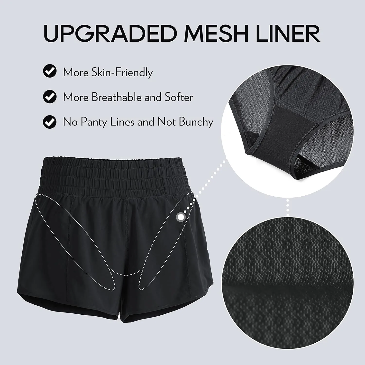 CRZ YOGA High Waisted Running Shorts for Women 2.5" - Mesh Liner Quick Dry for Sport Athletic Workout with Zipper Pocket