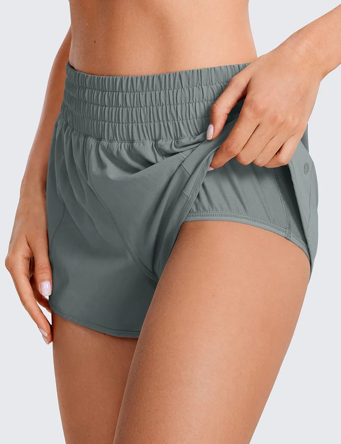 CRZ YOGA High Waisted Running Shorts for Women 2.5" - Mesh Liner Quick Dry for Sport Athletic Workout with Zipper Pocket