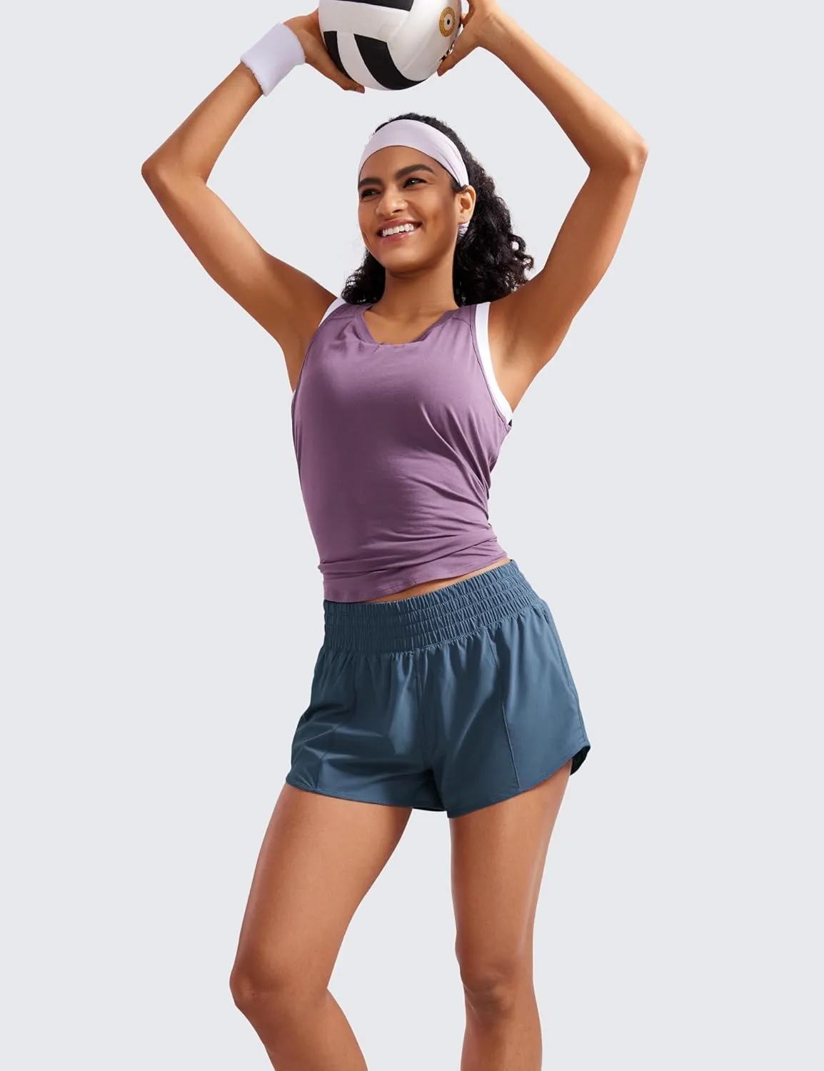 CRZ YOGA High Waisted Running Shorts for Women 2.5" - Mesh Liner Quick Dry for Sport Athletic Workout with Zipper Pocket