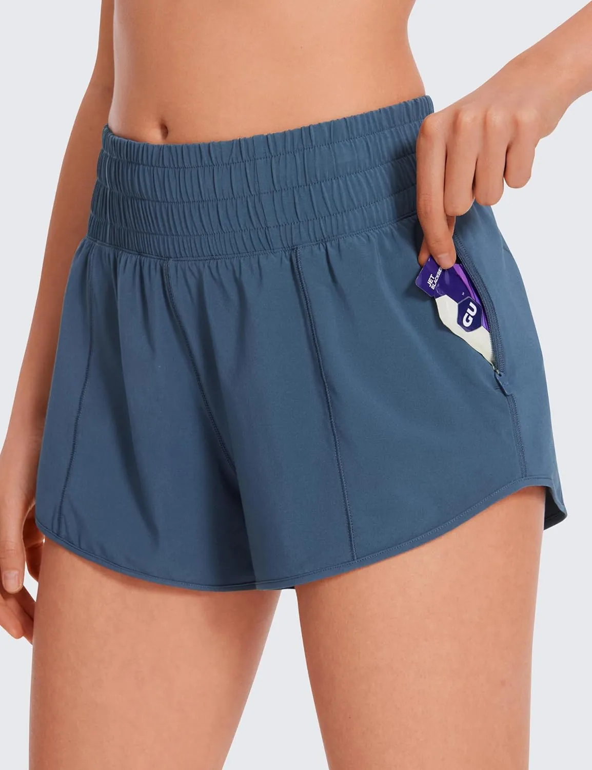 CRZ YOGA High Waisted Running Shorts for Women 2.5" - Mesh Liner Quick Dry for Sport Athletic Workout with Zipper Pocket