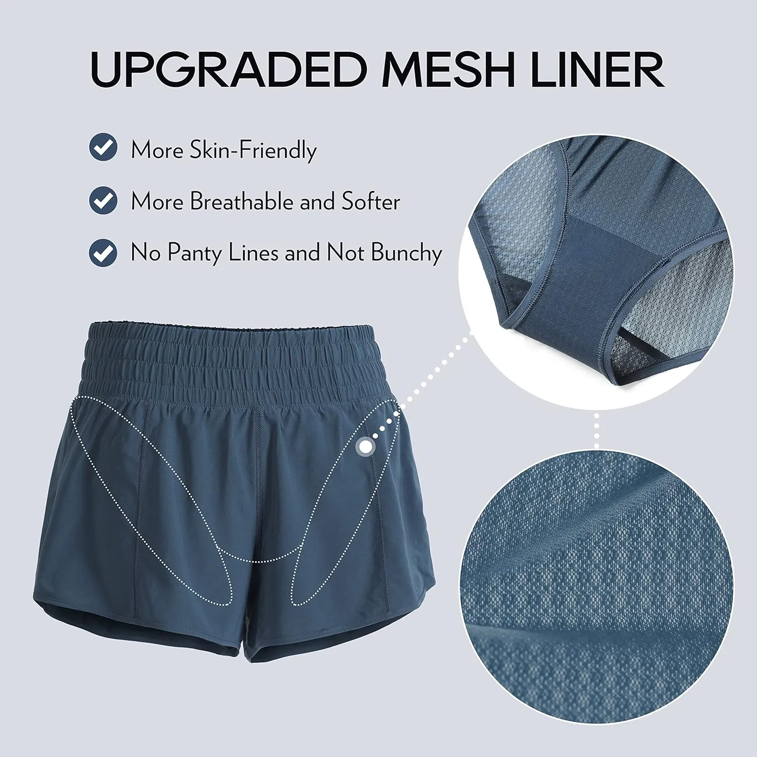 CRZ YOGA High Waisted Running Shorts for Women 2.5" - Mesh Liner Quick Dry for Sport Athletic Workout with Zipper Pocket