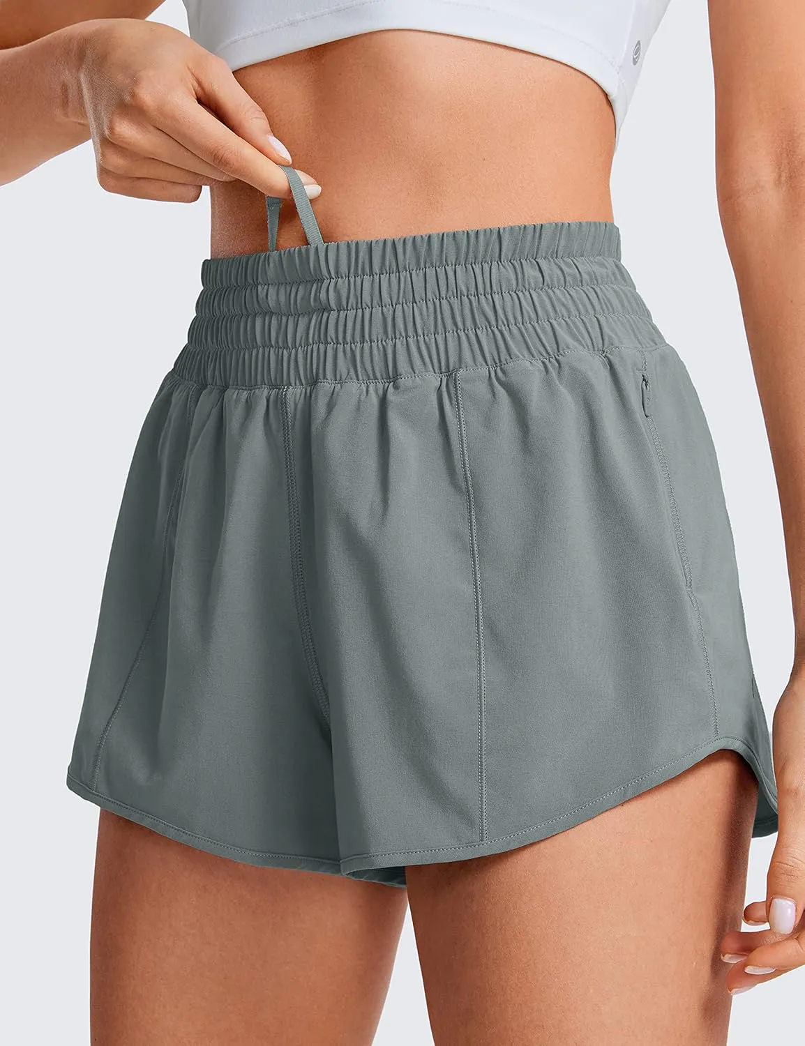 CRZ YOGA High Waisted Running Shorts for Women 2.5" - Mesh Liner Quick Dry for Sport Athletic Workout with Zipper Pocket