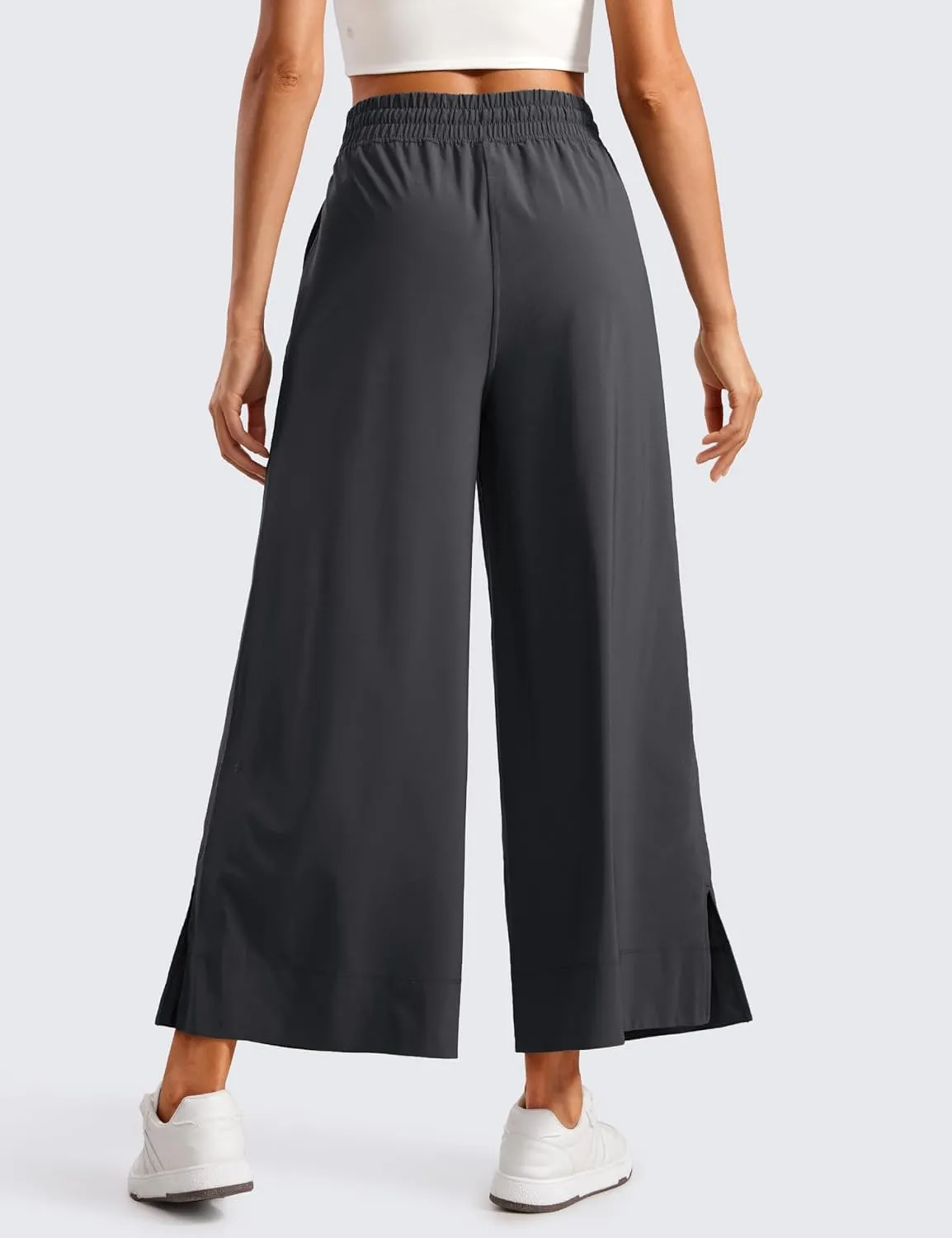 CRZ YOGA Lightweight Wide Leg Cropped Pants for Women 25" High Waisted Loose Casual Lounge Travel Work Sweatpants Summer