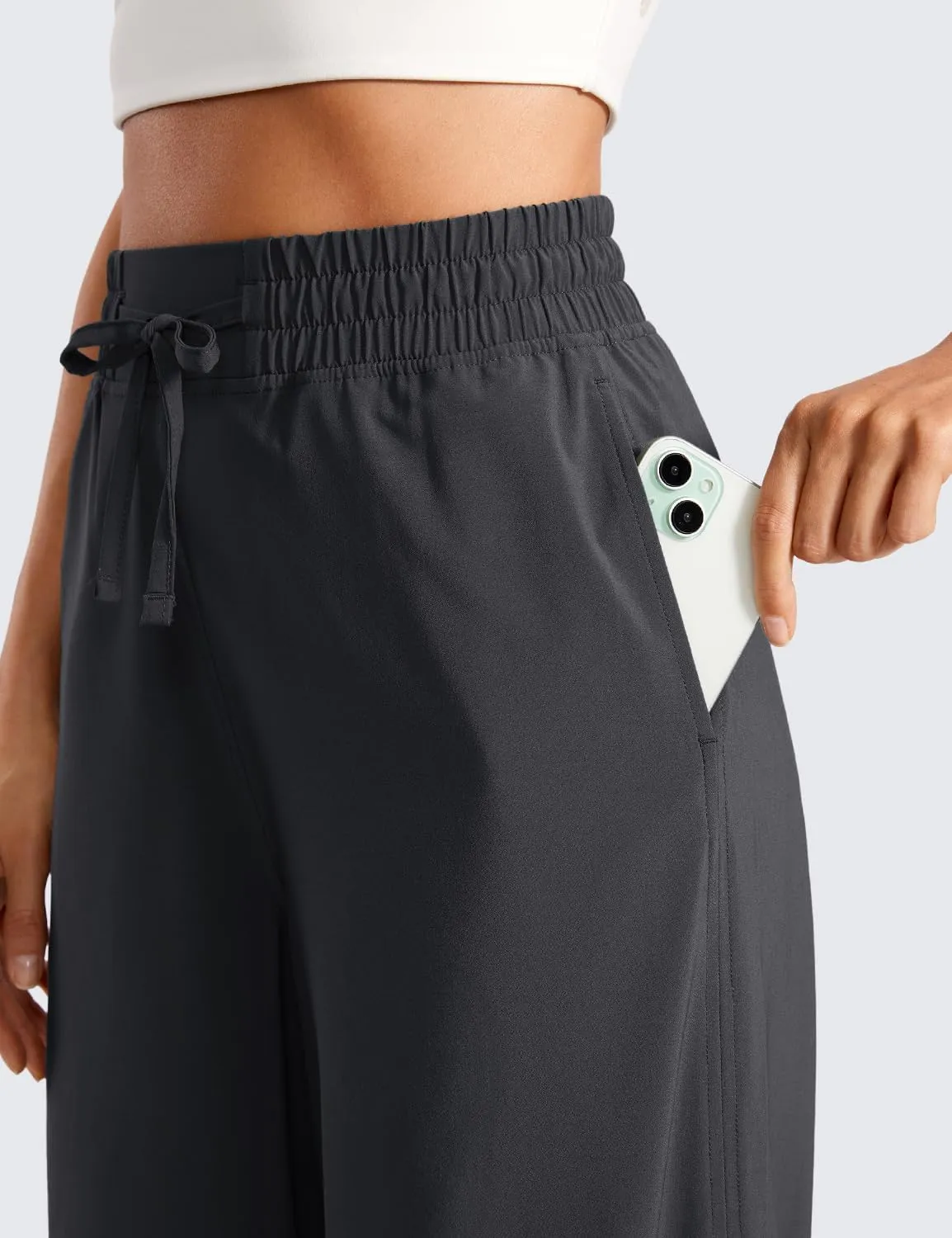 CRZ YOGA Lightweight Wide Leg Cropped Pants for Women 25" High Waisted Loose Casual Lounge Travel Work Sweatpants Summer