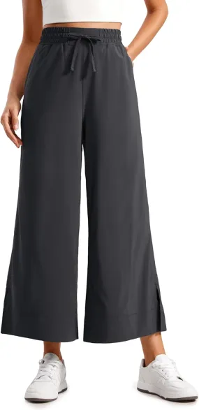 CRZ YOGA Lightweight Wide Leg Cropped Pants for Women 25" High Waisted Loose Casual Lounge Travel Work Sweatpants Summer