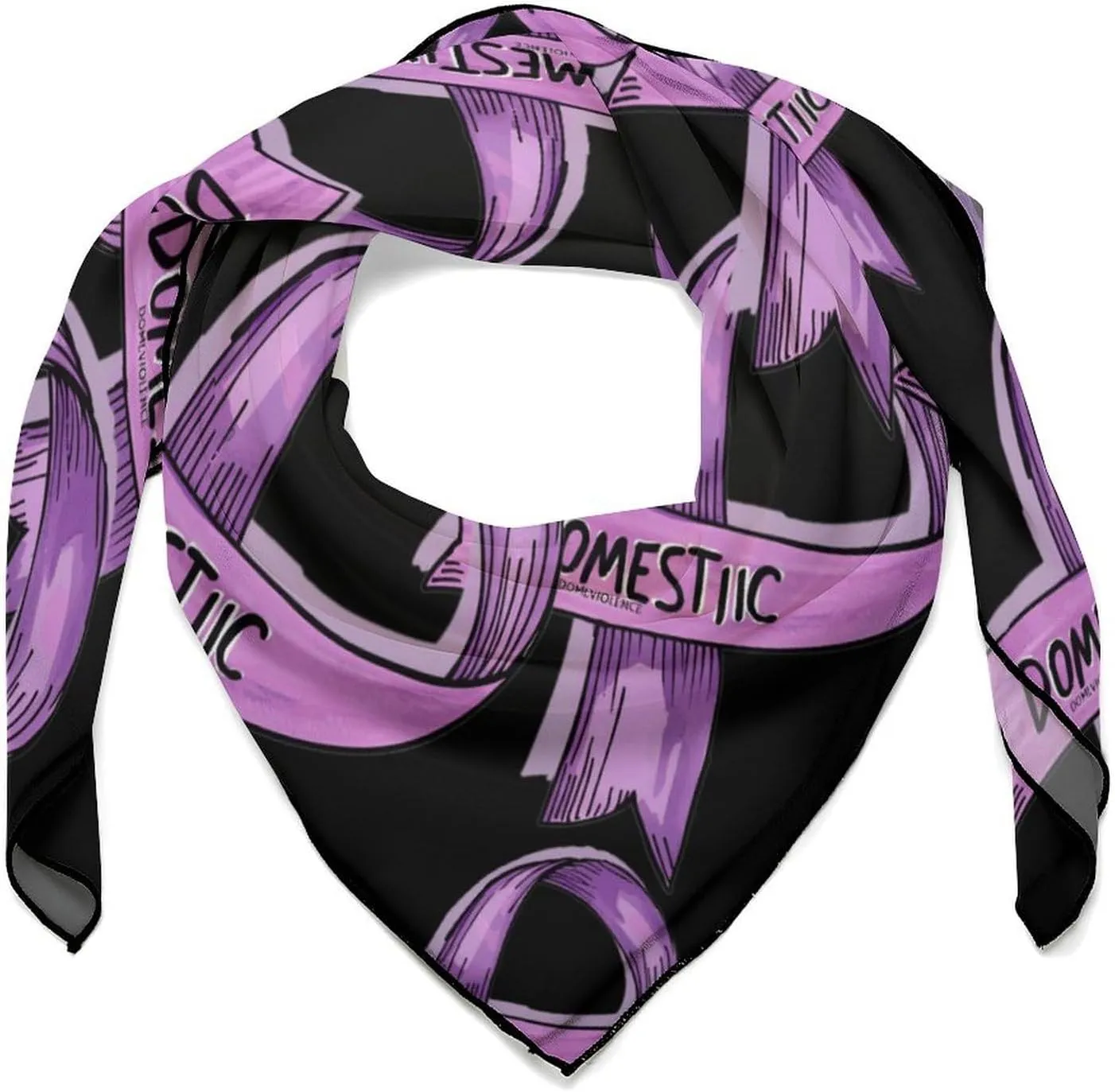 Domestic Violence Awareness Ribbon Head Scarf Square Bandana Neck Scarfs Hair Wrap Scarves for Women Men, 0ne size