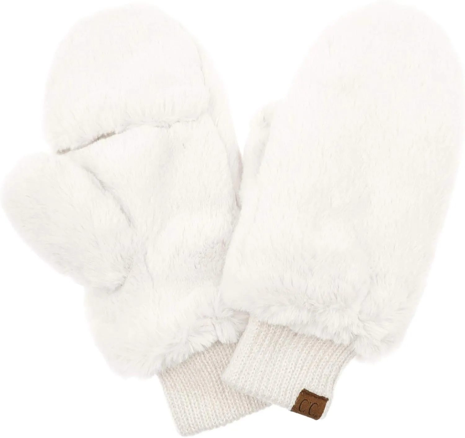 Funky Junque Faux Fur Flip Mittens Womens Warm Convertible Fingerless Gloves