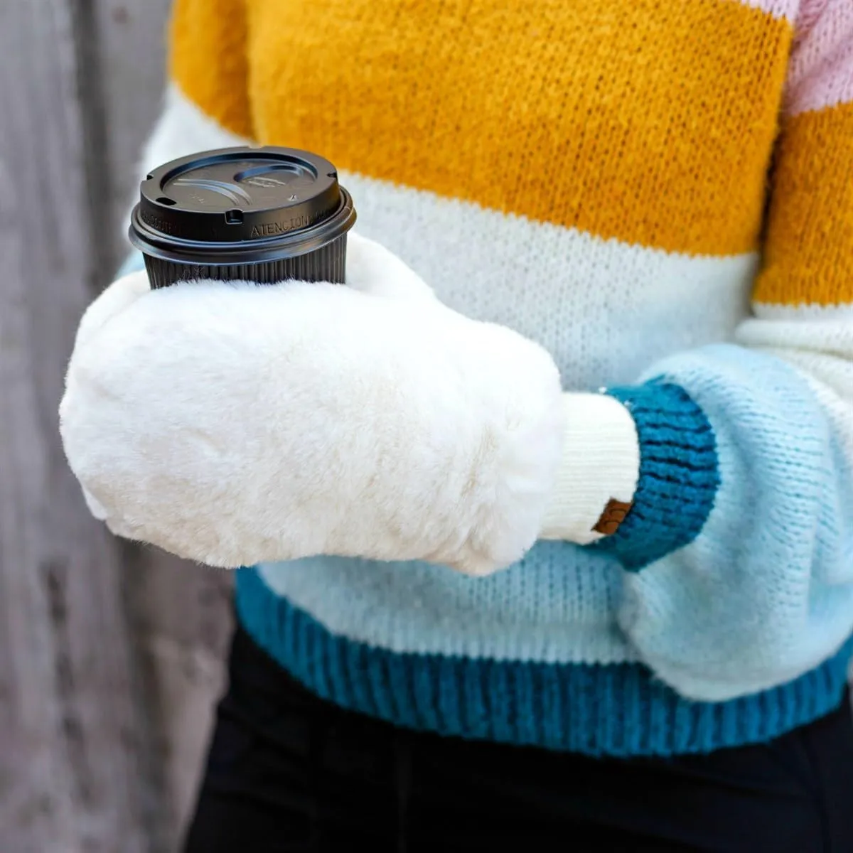 Funky Junque Faux Fur Flip Mittens Womens Warm Convertible Fingerless Gloves
