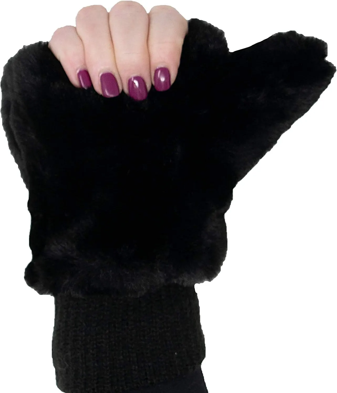 Funky Junque Faux Fur Flip Mittens Womens Warm Convertible Fingerless Gloves