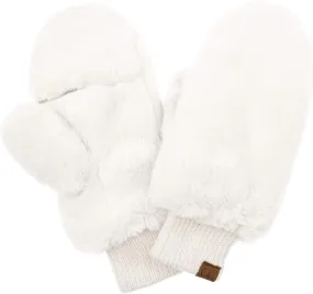 Funky Junque Faux Fur Flip Mittens Womens Warm Convertible Fingerless Gloves