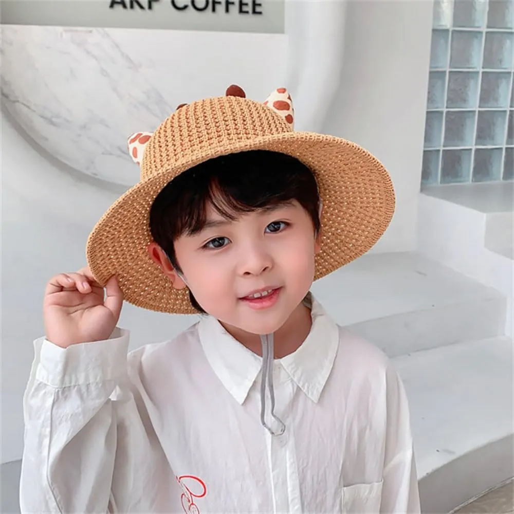 Giraffe Hat, Summer Sun Hat, Girl Straw Hat Summer Beach Hats, Sun Protection Hats for 3-6 Years