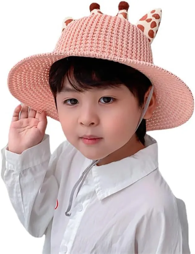 Giraffe Hat, Summer Sun Hat, Girl Straw Hat Summer Beach Hats, Sun Protection Hats for 3-6 Years