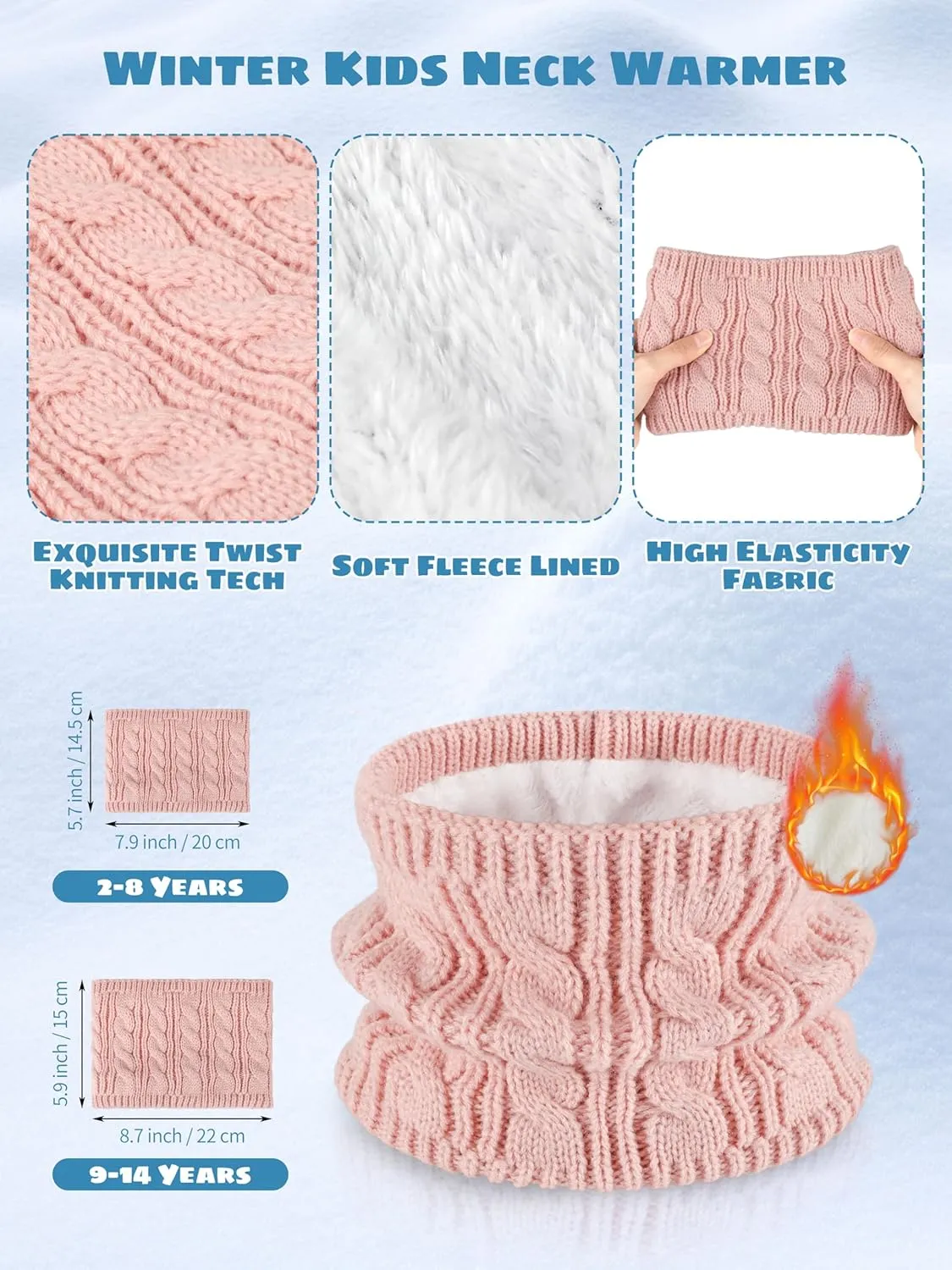 Glooarm Kids Winter Hat Gloves Scarf Set, Girls Toddler Winter Beanie Hat with Pom Knit Neck Warmer Gloves Fleece Lined Set