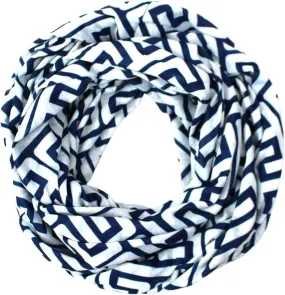 Infinity Scarf for Women - Travel Scarf with Hidden Pocket - Greek Key Pattern Scarves