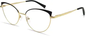 JF2402 Clear Lens Eyewear Metal Frames Cat Eye Glasses for Women Prescription