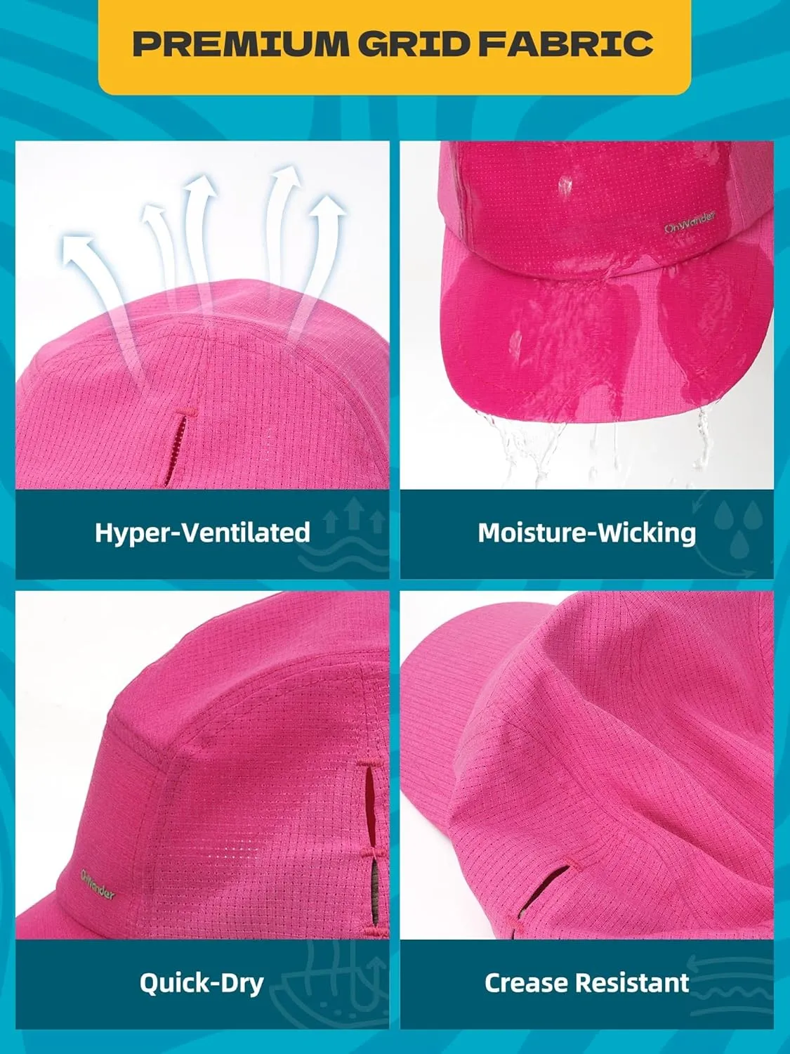 Lightweight 5 Panel Baseball Caps for Women Men, Breathable Mesh Running Hat, Sport Cap for Golf, Cycling, Tennis