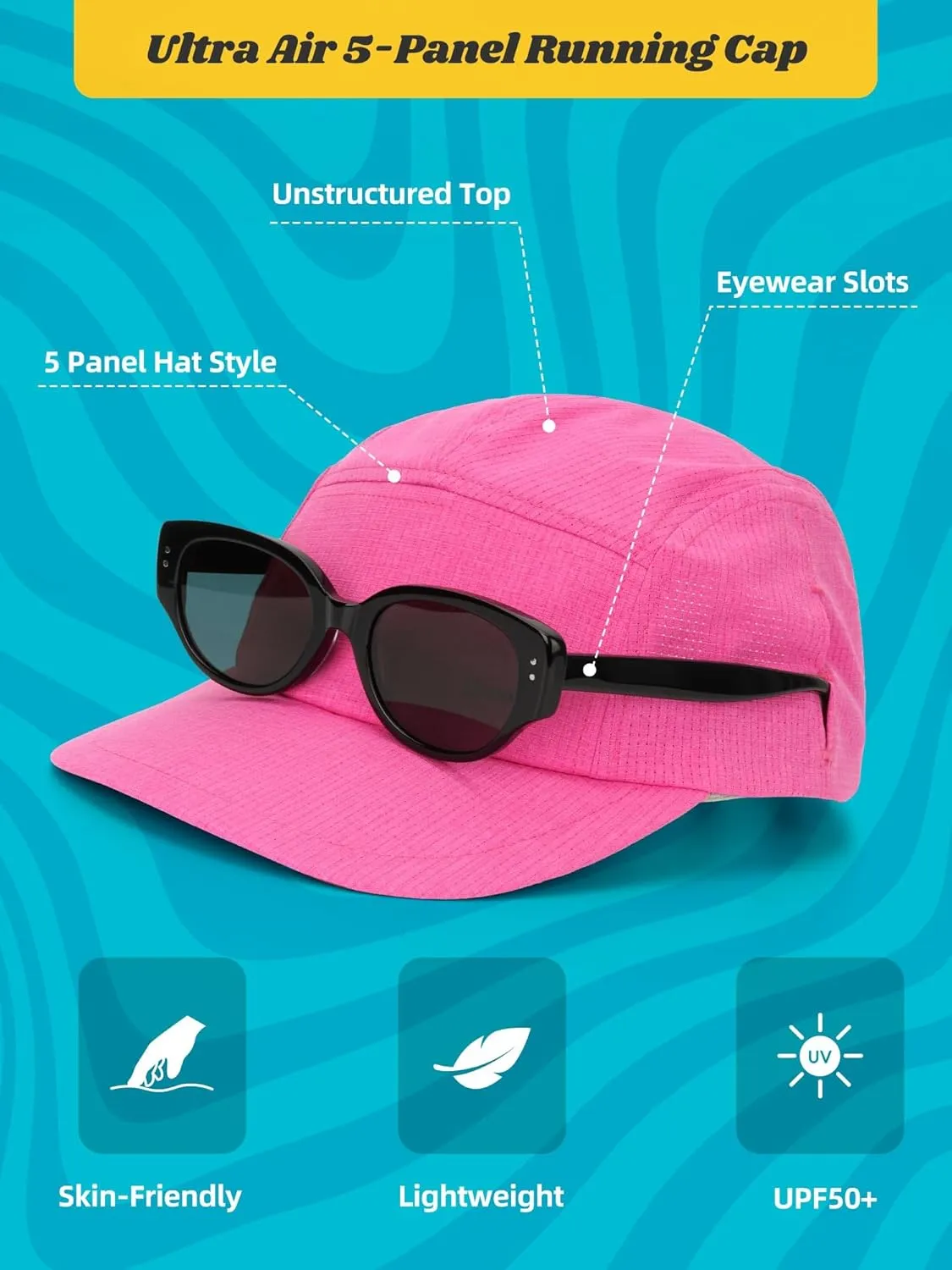 Lightweight 5 Panel Baseball Caps for Women Men, Breathable Mesh Running Hat, Sport Cap for Golf, Cycling, Tennis