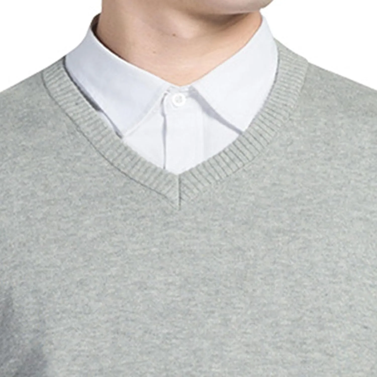 Men's Essential Long Sleeve V-Neck Sweater Soft Touch Slim Pullover Regular Fit Cotton Sweater