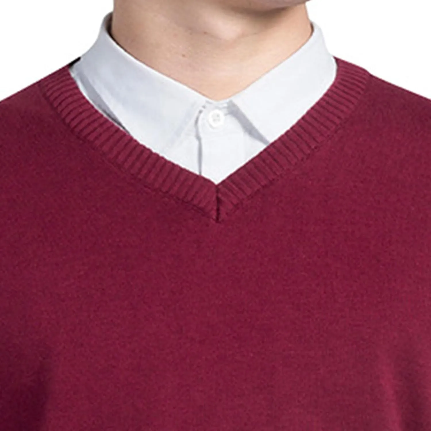Men's Essential Long Sleeve V-Neck Sweater Soft Touch Slim Pullover Regular Fit Cotton Sweater