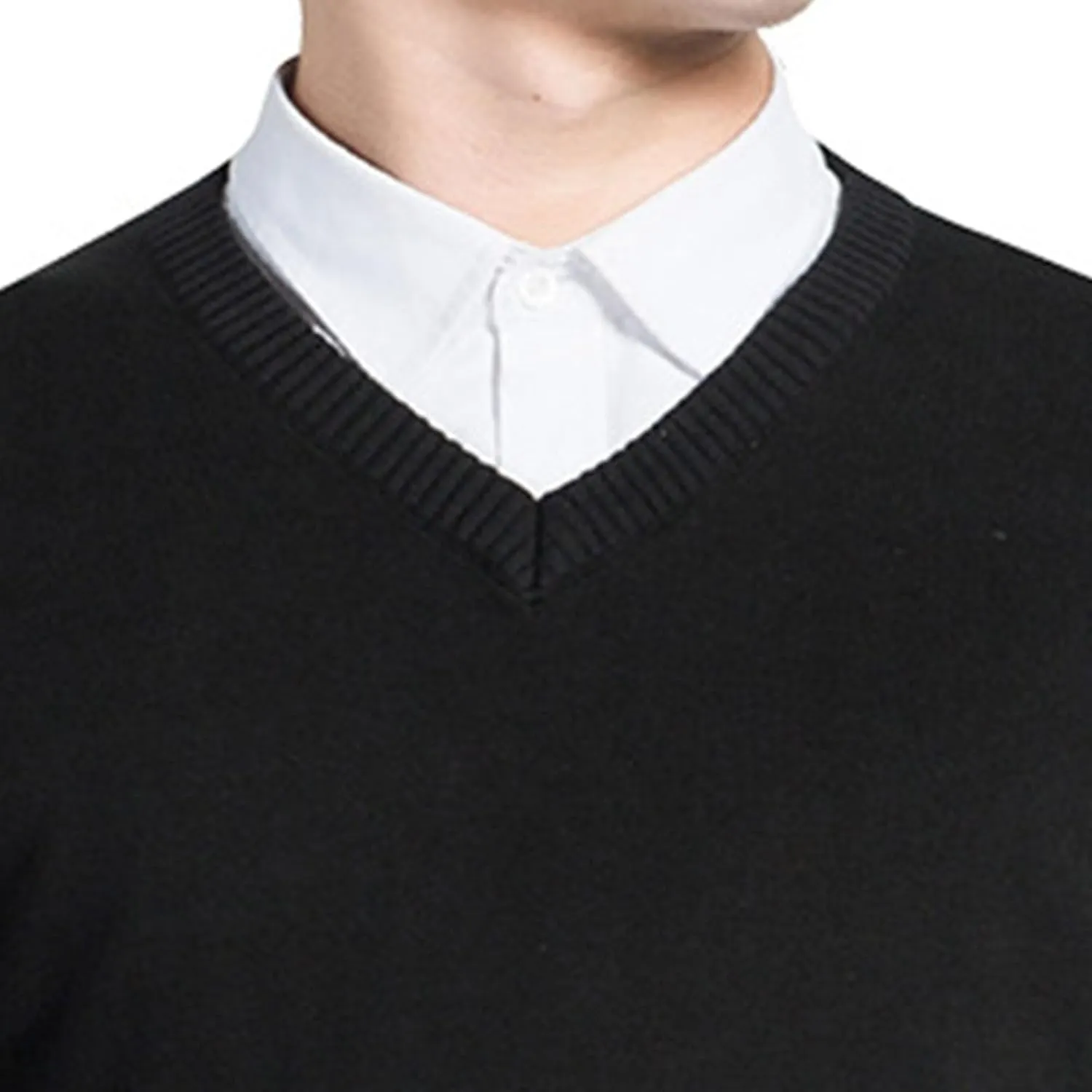 Men's Essential Long Sleeve V-Neck Sweater Soft Touch Slim Pullover Regular Fit Cotton Sweater