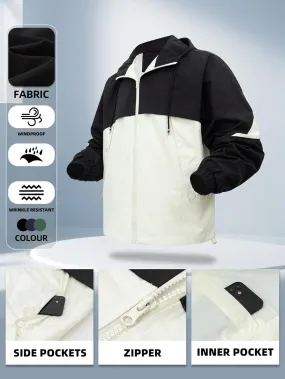 Mens Windbreaker Hiking Camping Outdoor Lightweight Softshell Raincoat Waterproof Windproof Jacket Hooded