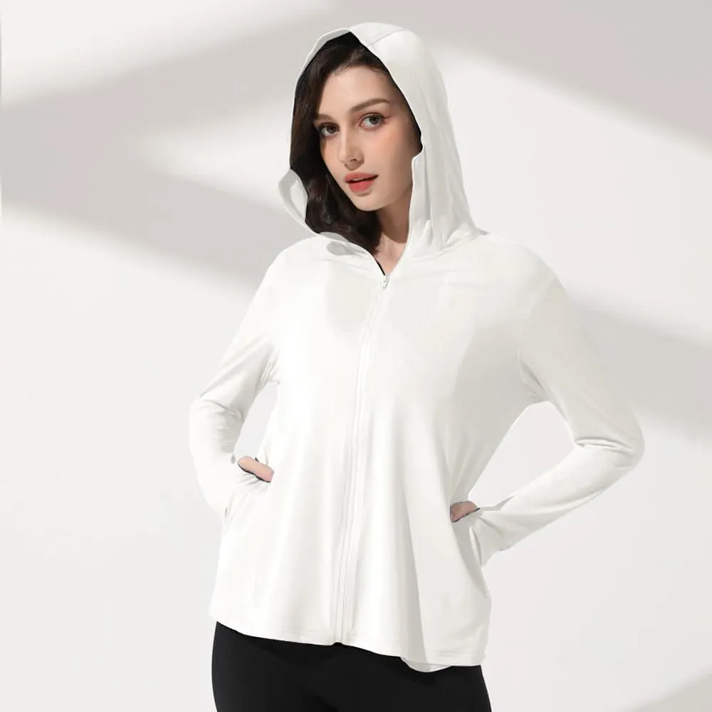 Mingyuezai Women's UPF 50  Sun Protection Jacket Hooded Lightweight Long Sleeve Sun Shirt for Hiking Outdoor