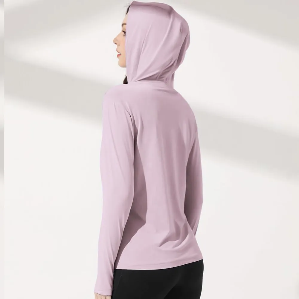 Mingyuezai Women's UPF 50  Sun Protection Jacket Hooded Lightweight Long Sleeve Sun Shirt for Hiking Outdoor