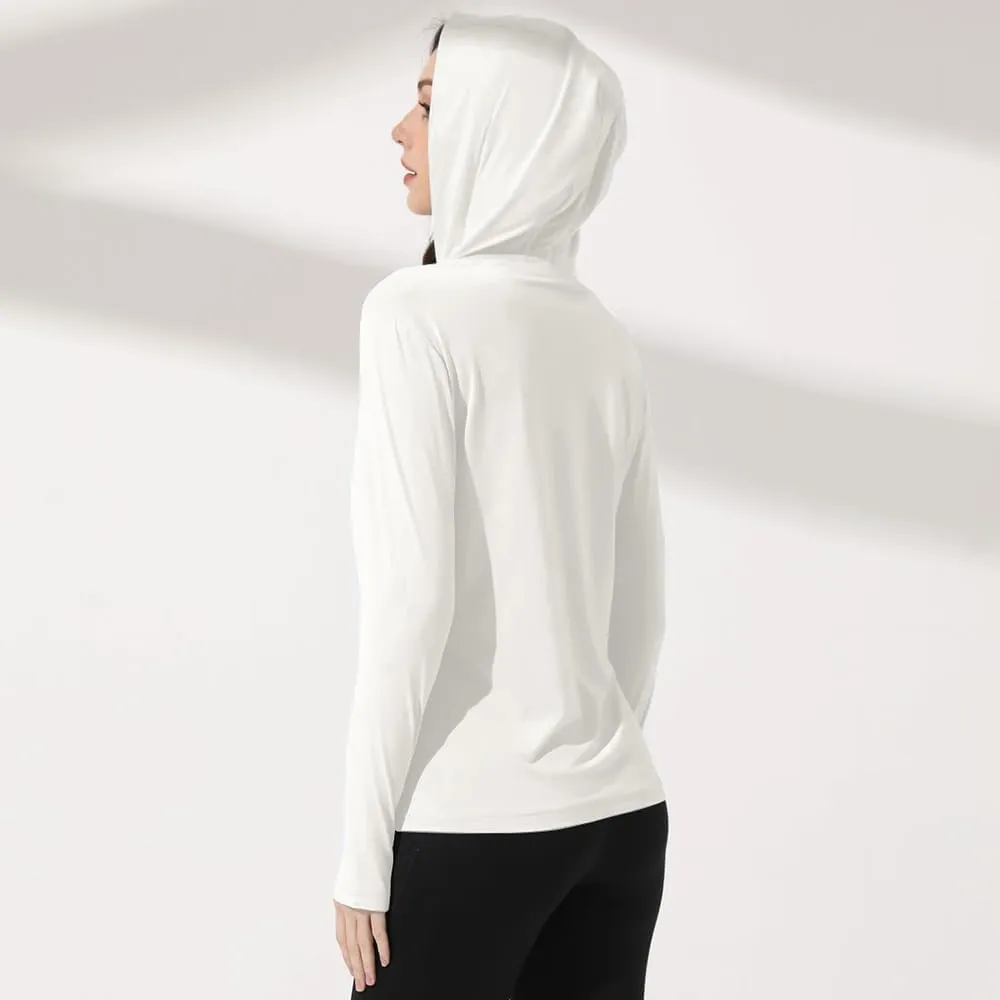 Mingyuezai Women's UPF 50  Sun Protection Jacket Hooded Lightweight Long Sleeve Sun Shirt for Hiking Outdoor