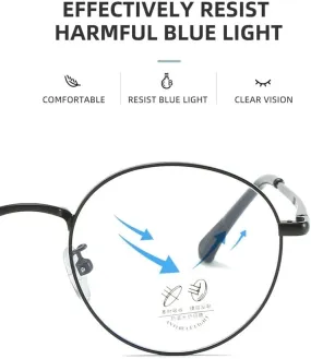 NEWADA Retro Round Reading Glasses, Vintage Wire Metal Frame Blue Light Blocking Computer Readers, Anti Eye Strain Eyewear (Color : Golden, Size :  100)