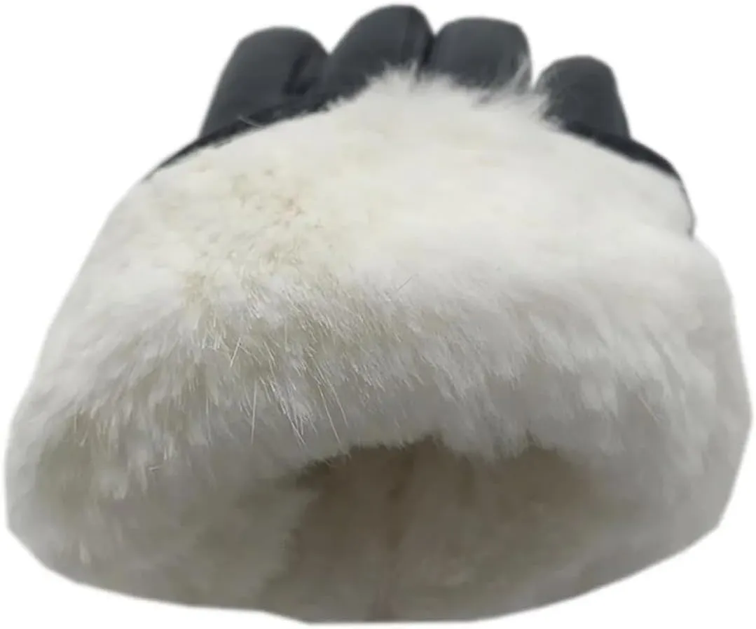 Niiyyjj Winter Men'S Sheepskin Gloves Thick Cotton Wool White Lining Warm Driving Leather Gloves