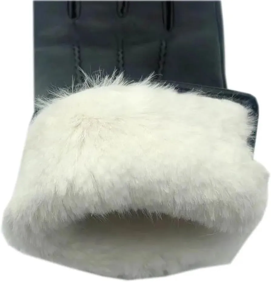 Niiyyjj Winter Men'S Sheepskin Thick Gloves Black Wool Warmth Driving Riding Sports Leather Gloves