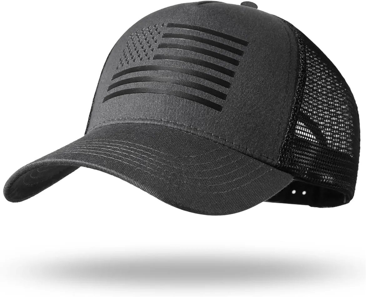Oversize XXL American Flag Trucker Hat - Adjustable 23"-25.5" Baseball Cap - 3D Embossed Logo Mesh Snapback Hat