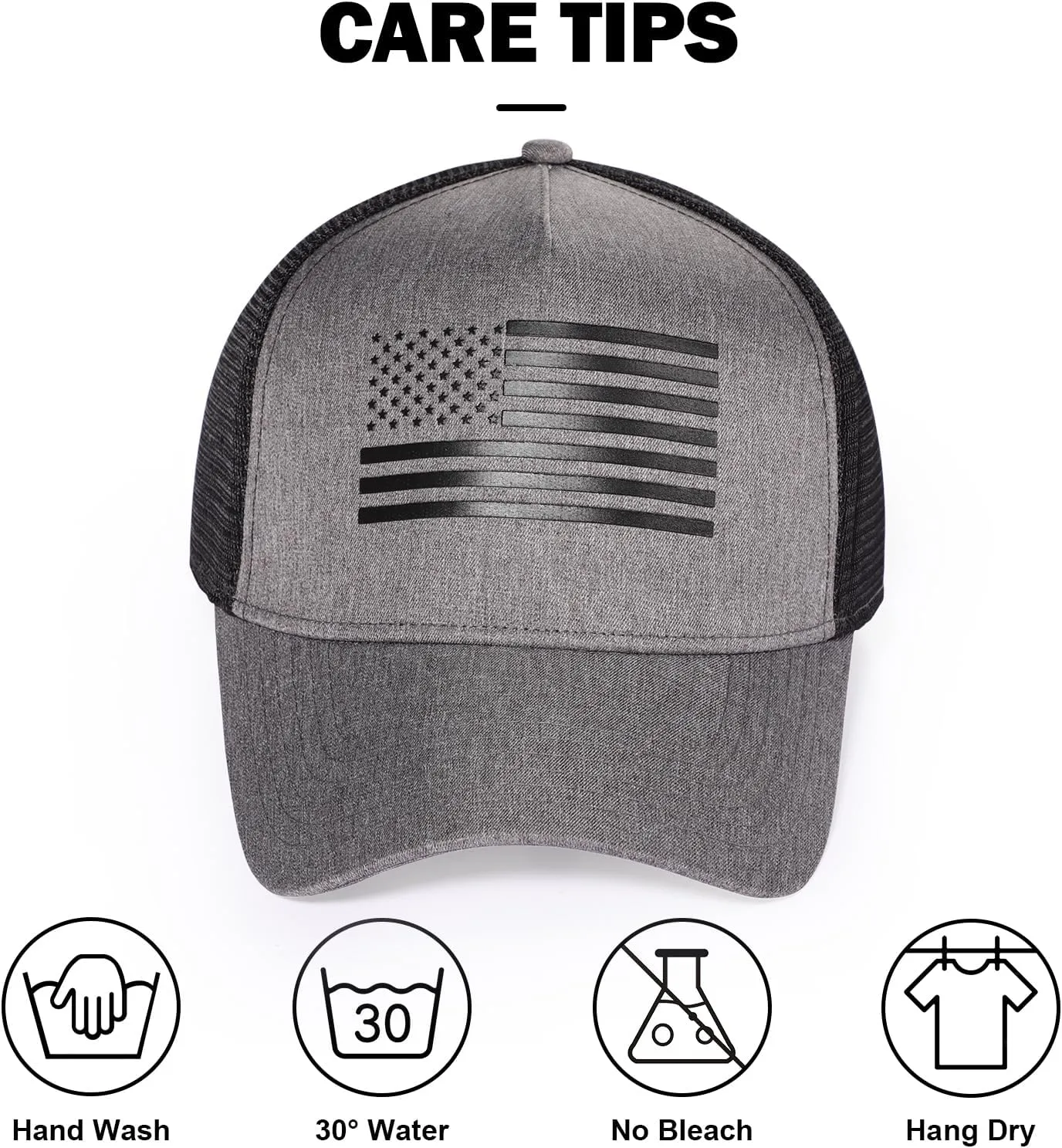 Oversize XXL American Flag Trucker Hat - Adjustable 23"-25.5" Baseball Cap - 3D Embossed Logo Mesh Snapback Hat