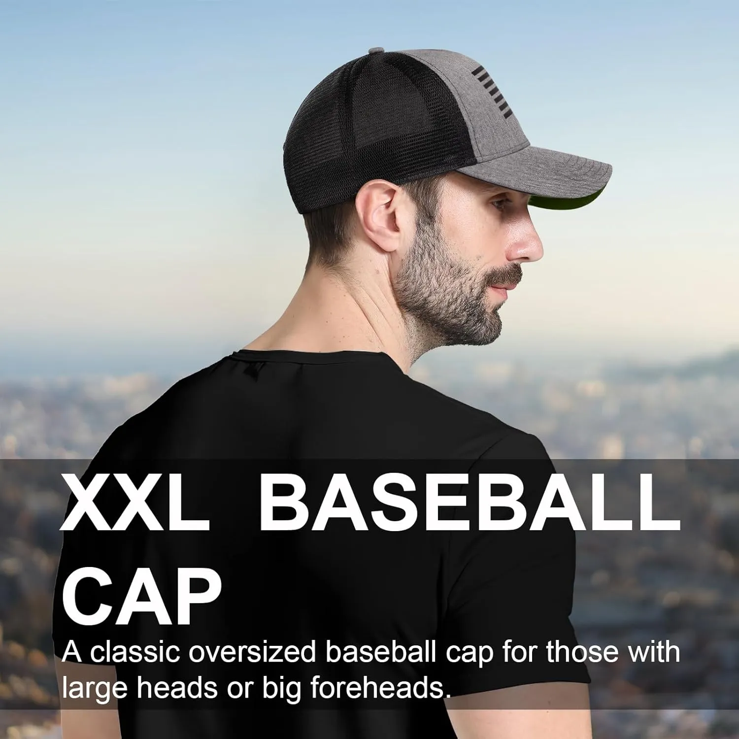 Oversize XXL American Flag Trucker Hat - Adjustable 23"-25.5" Baseball Cap - 3D Embossed Logo Mesh Snapback Hat