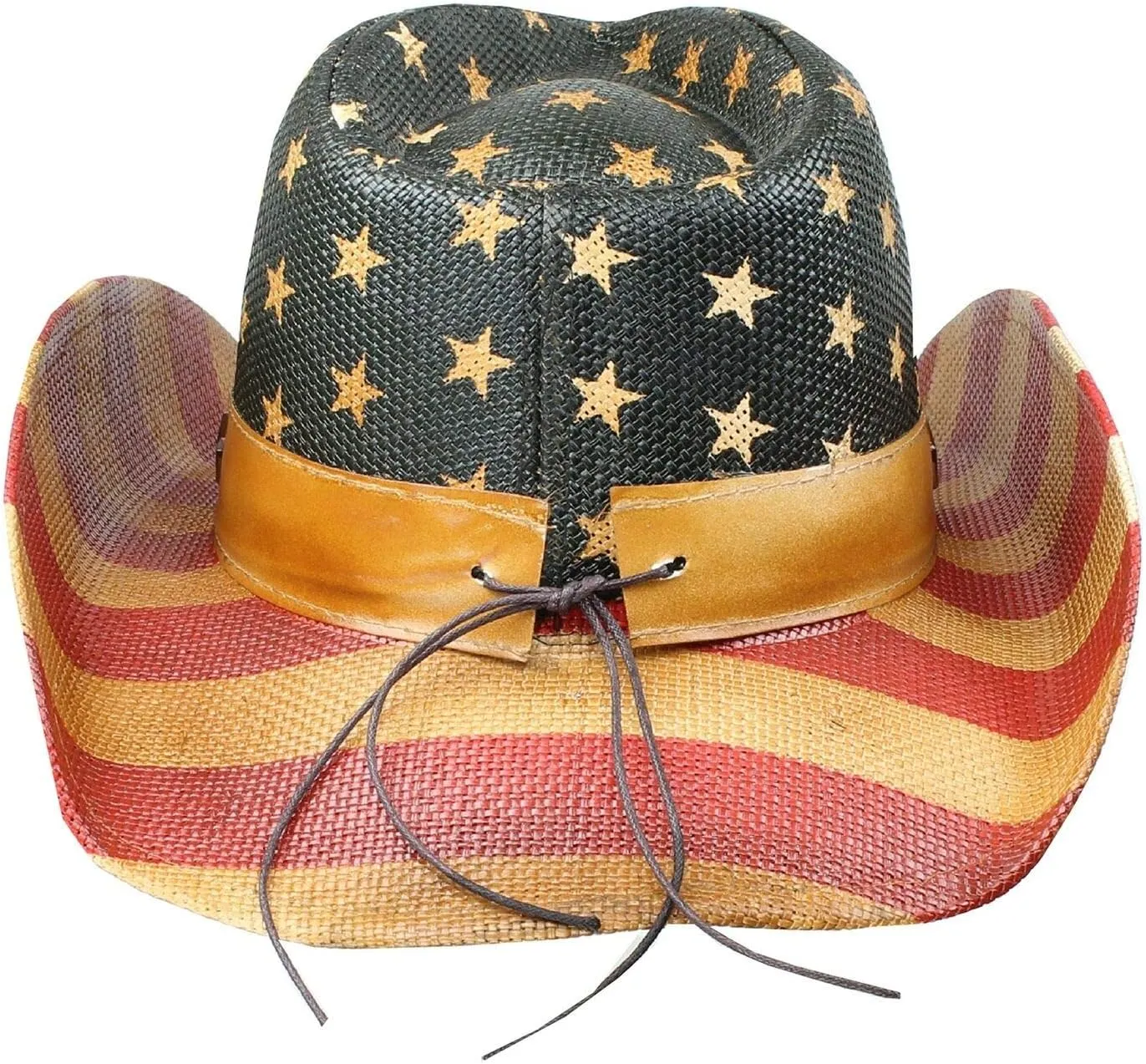 Patriot Men’s Vintage Tea-Stained USA American Flag Cowboy Hat w/Western Shape-It Brim