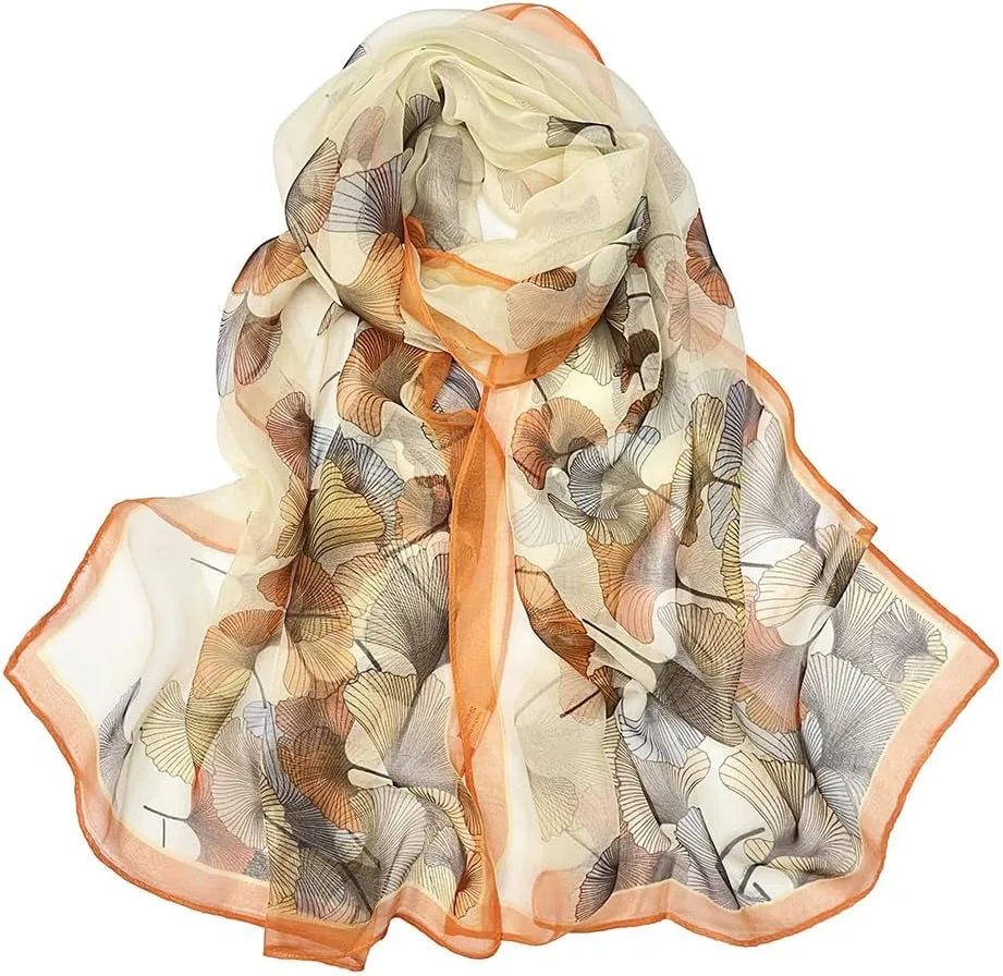 Pokeedioty Scarfs for Women Lightweight Fashion Scarves Elegant Floral Pattern Sheer Scarfs Sunscreen Shawls Wraps