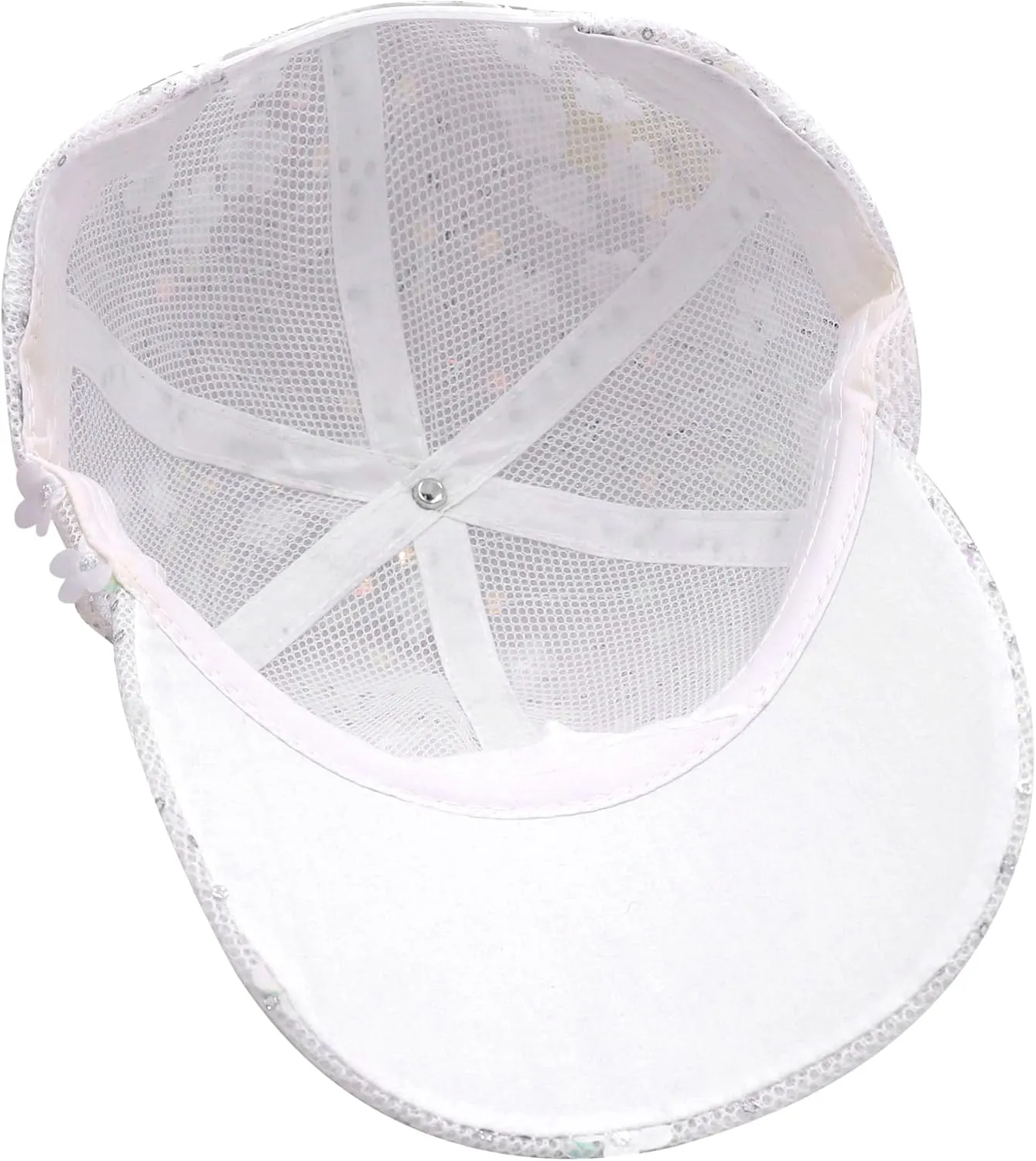 Shiny Sequins Baseball Cap for Women Girls Cute Flowers Breathable Mesh Trucker Hat Adjustable Summer Outdoors Sun Cap
