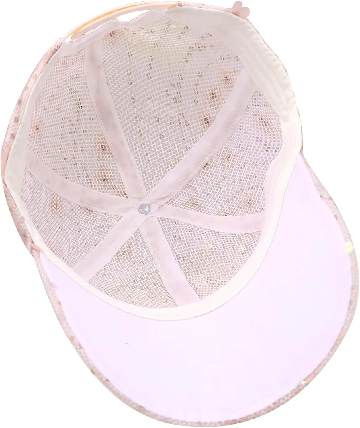 Shiny Sequins Baseball Cap for Women Girls Cute Flowers Breathable Mesh Trucker Hat Adjustable Summer Outdoors Sun Cap