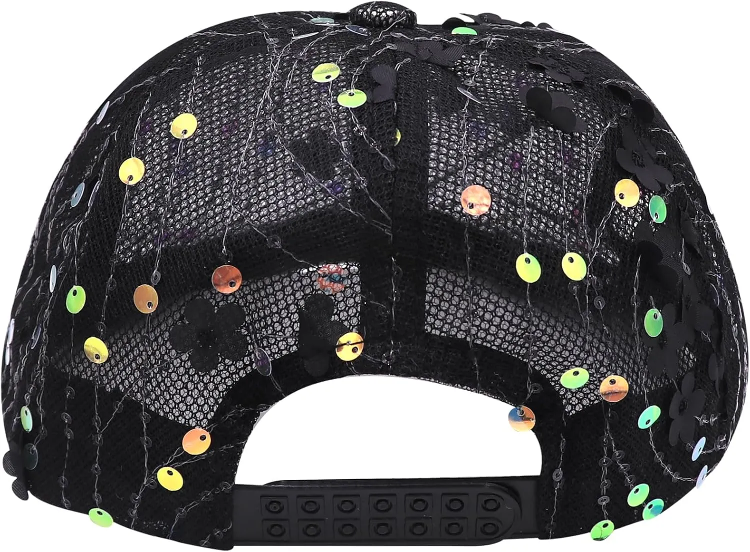 Shiny Sequins Baseball Cap for Women Girls Cute Flowers Breathable Mesh Trucker Hat Adjustable Summer Outdoors Sun Cap