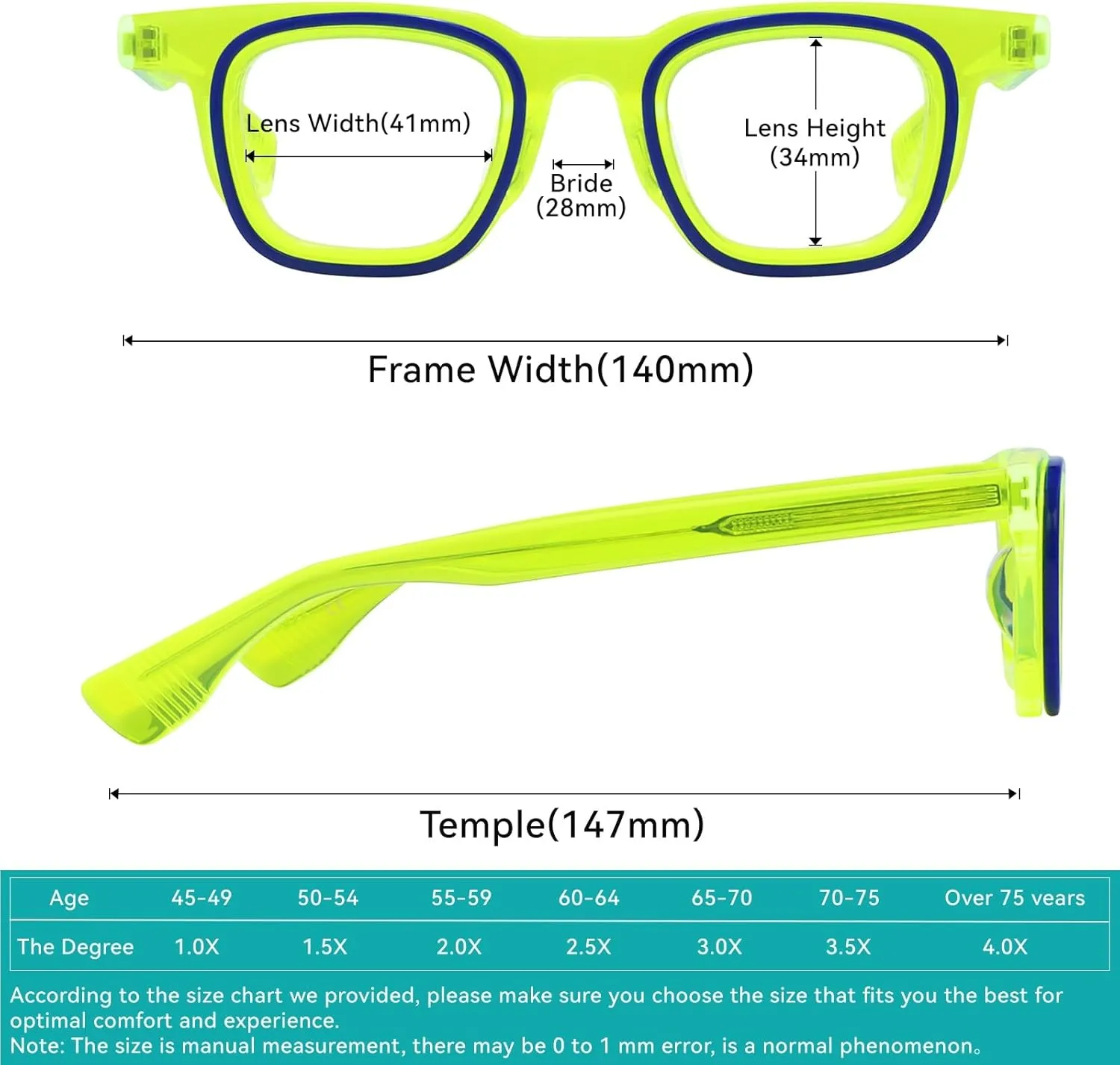 Square Reading Glasses Blue Light Blocking Readers for Women Men Anti Glare/Fatigue/Eye Strain Rupert FT1394