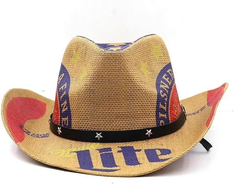 Straw Cowboy Hats Cowboy Straw Hat Western Cowboy Hat Beach Travel Sun Hat Roll Brim Spring Summer Cowboy Hats for Woman, Man